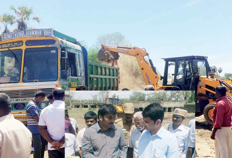கடம்பா குளம் தூர்வாரும் பணி மீண்டும் தொடங்கியது கடம்பா குளம் தூர்வாரும் பணி மீண்டும் தொடங்கியது