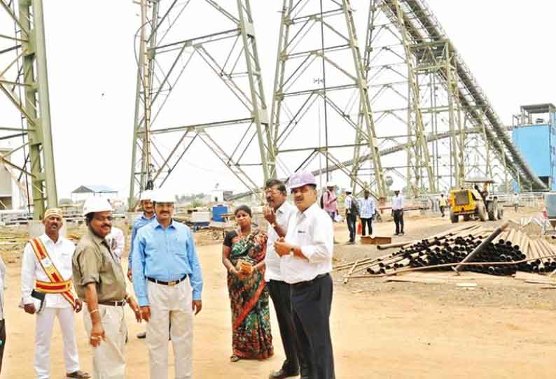 ஒக்கூர் கிராமத்தில் அமைக்கப்பட்டு வரும் அனல் மின் நிலைய பணிகளை கலெக்டர் ஆய்வு