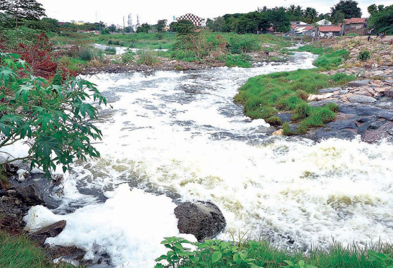 நொய்யல் ஆற்றில் நுரையுடன் சென்ற சாயக்கழிவுநீர் - நடவடிக்கை எடுக்க சமூக ஆர்வலர்கள் கோரிக்கை