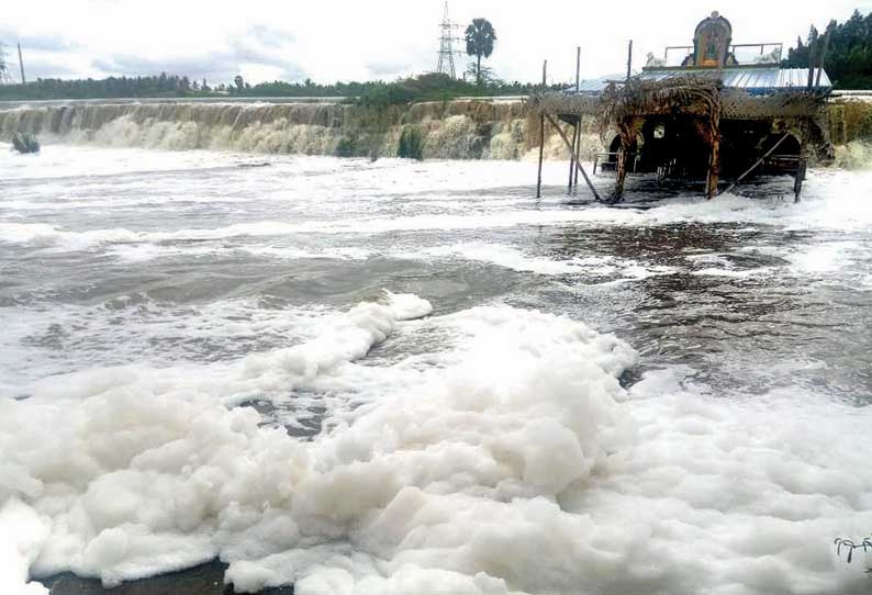 தொடர் மழை காரணமாக திருப்பூர் நொய்யல் ஆற்றில் நீர் வரத்து அதிகரிப்பு