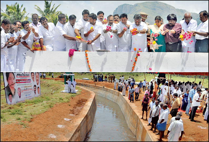 18-ம் கால்வாய் நீட்டிப்பு பகுதிக்கு தண்ணீர் திறப்பு துணை முதல்-அமைச்சர் ஓ.பன்னீர்செல்வம் மலர் தூவி வரவேற்பு