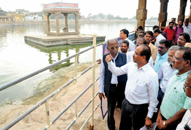 திருப்பரங்குன்றம் சரவண பொய்கையில் கலெக்டருடன், மும்பை விஞ்ஞானிகள் ஆய்வு