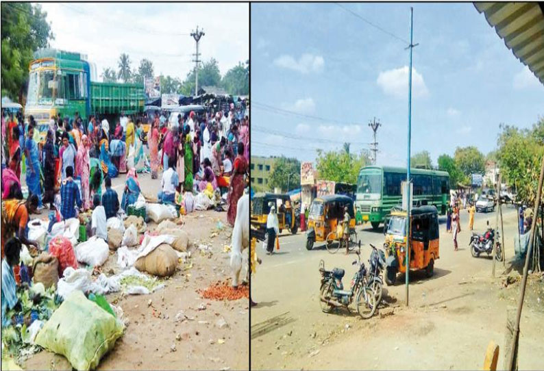 திருப்புவனத்தில் வாரச்சந்தை கடைகள் அகற்றம்: அதிகாரிகள் நடவடிக்கையால் போக்குவரத்து நெரிசலுக்கு தீர்வு