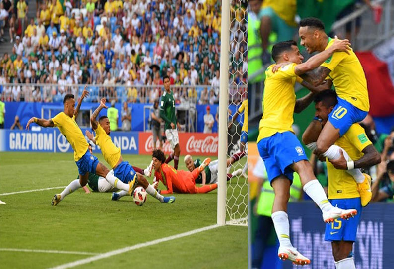 World Cup football Brazil wins the match against Mexico உலகக்கோப்பை
