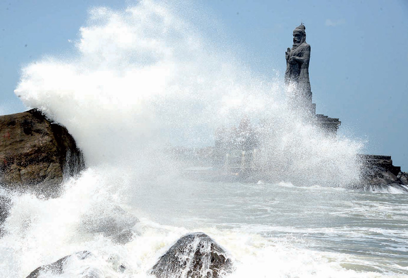 கன்னியாகுமரியில் கடல் சீற்றம் திருவள்ளுவர் சிலைக்கு படகு போக்குவரத்து ரத்து