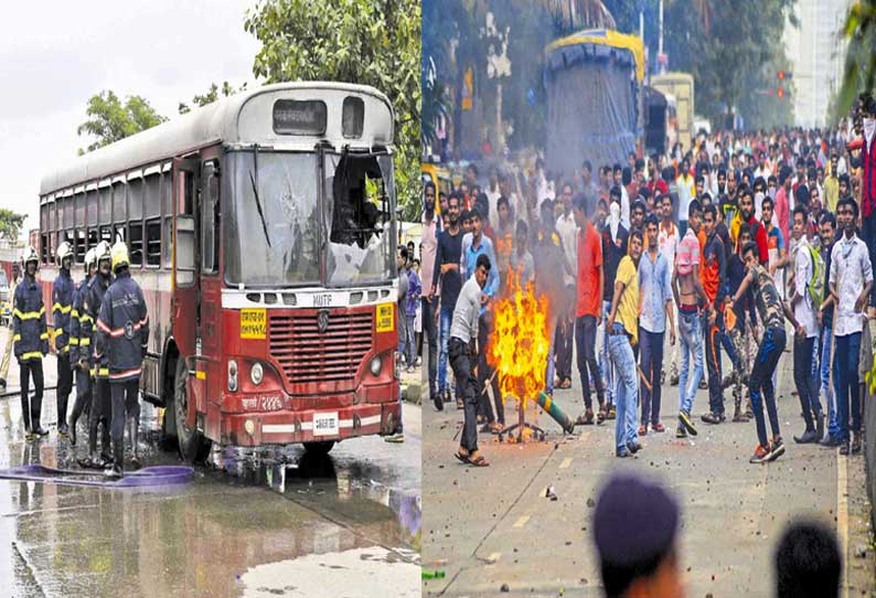 மராத்தா இடஒதுக்கீடு போராட்டத்தில் வாகனங்களுக்கு தீவைப்பு - மேலும் ஒருவர் பலியானதால் பதற்றம்