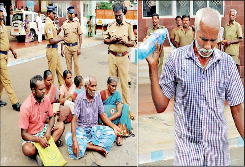 அரசு அதிகாரிகள் கிணற்றை மூடியதால் கலெக்டர் அலுவலகத்தில் தீக்குளிக்க முயன்ற விவசாயி