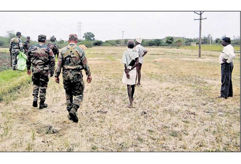 துப்பாக்கி சுடும் பயிற்சி தளத்தில் வீரர்கள் பயிற்சியின்போது விவசாய நிலத்தில் குண்டு விழுந்து வெடித்ததா?