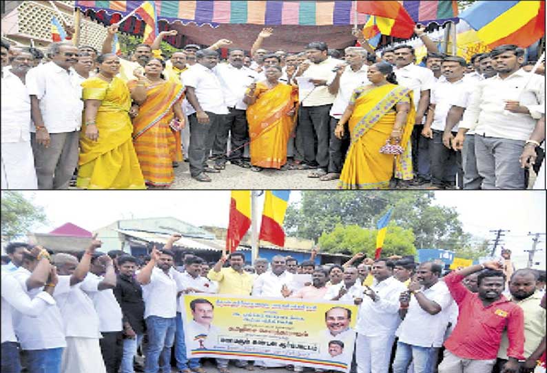 திருவள்ளூர், காஞ்சீபுரம் மாவட்டங்களில் பா.ம.க.வினர் ஆர்ப்பாட்டம்