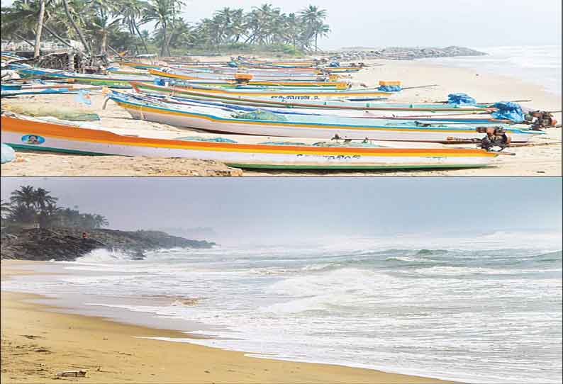 கடல் சீற்றம் காரணமாக கடலூர் மீனவர்கள் மீன்பிடிக்க செல்லவில்லை