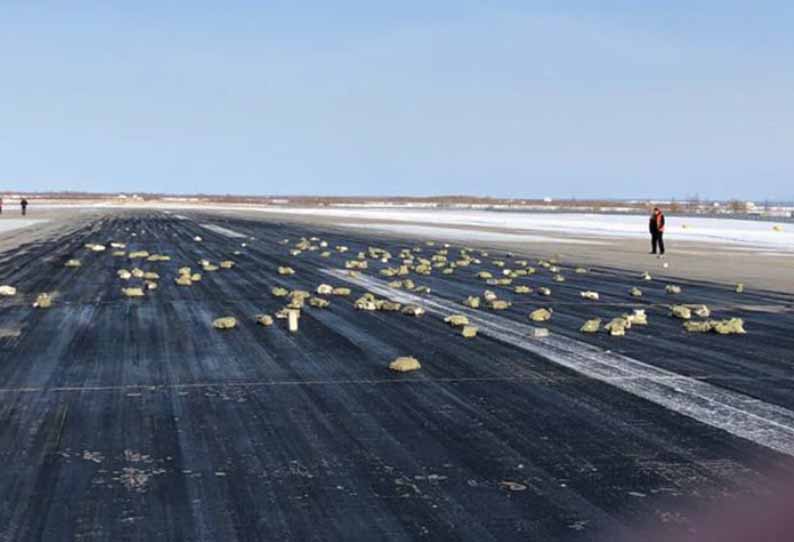 விமானத்தில் இருந்து மழையாக பொழிந்த தங்கம் - வைர குவியல்கள் 201803161244096751_Tons-of-gold-fall-from-sky-in-Russian-cargo-plane-blunder_SECVPF