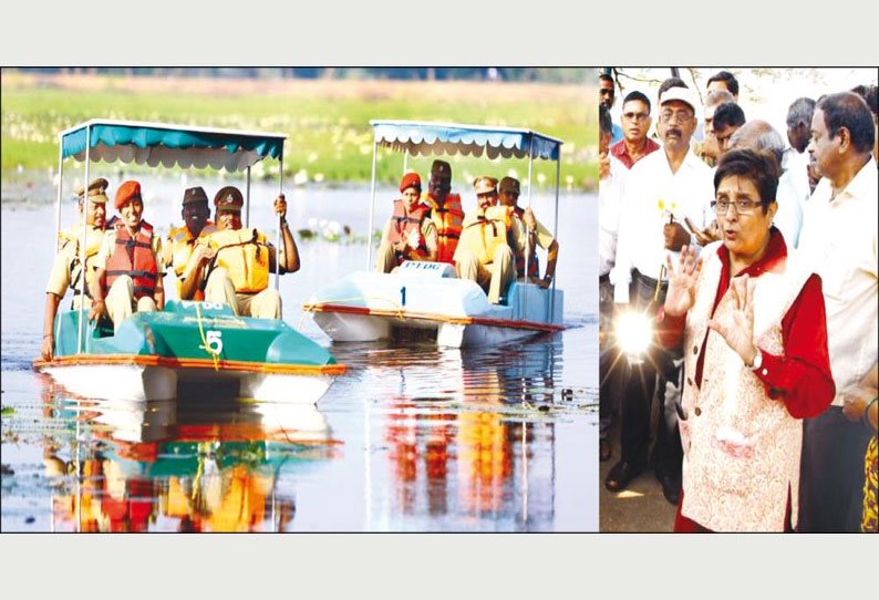 வேல்ராம்பட்டு ஏரியில் படகு சவாரி: கவர்னர் கிரண்பெடி தொடங்கிவைத்தார்