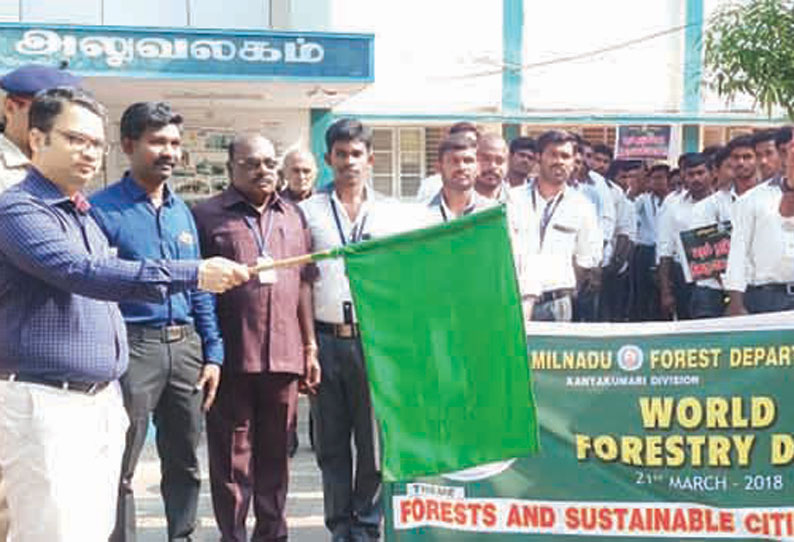 நாகர்கோவிலில் வனநாள் குறித்த விழிப்புணர்வு பேரணி கலெக்டர் தொடங்கி வைத்தார்