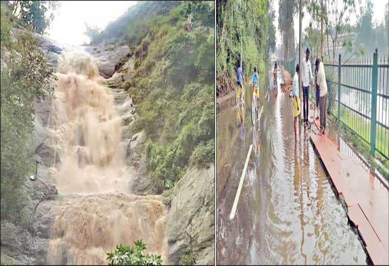 கொடைக்கானலில் சூறாவளி காற்றுடன் 2 மணி நேரம் பலத்த மழை