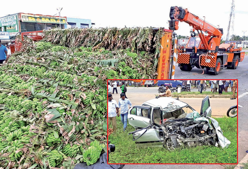 நெல்லை அருகே கோர விபத்து: அரசு பெண் அதிகாரி உள்பட 3 பேர் பலி மொபட்டில் மோதிய கார் மீது லாரி மோதியது