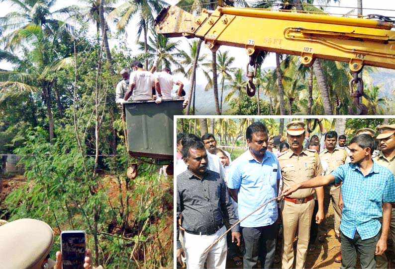 அ.ம.மு.க. பிரமுகரை கொலை செய்து உடலை வீசிய கிணற்றை அடையாளம் காட்டிய கொலையாளி: பலத்த போலீஸ் பாதுகாப்புடன் அழைத்து வந்தனர்