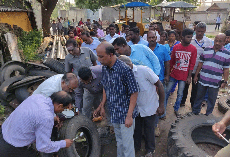 டெங்கு கொசு ஒழிப்பு பணி: நெல்லிக்குப்பம் நகரில் கலெக்டர் அன்புசெல்வன் ஆய்வு