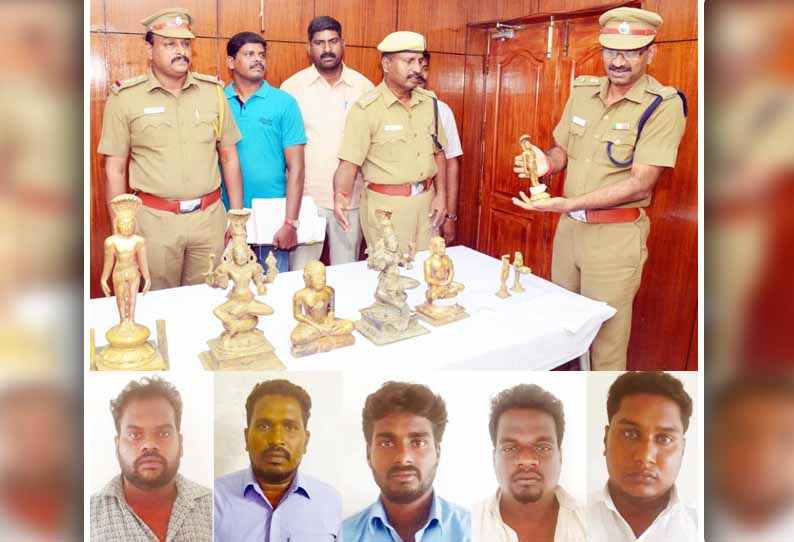 செஞ்சி அருகே, ஜெயின் கோவிலில் ஐம்பொன் சிலைகளை கொள்ளையடித்த 5 பேர் கைது