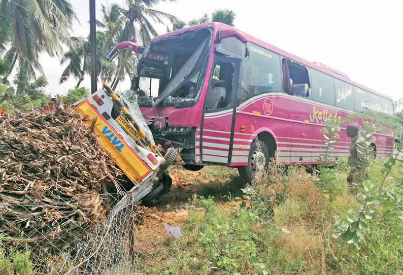 பணகுடி அருகே பரிதாபம் மினி லாரி மீது ஆம்னி பஸ் மோதல்; அண்ணன் - தம்பி பலி