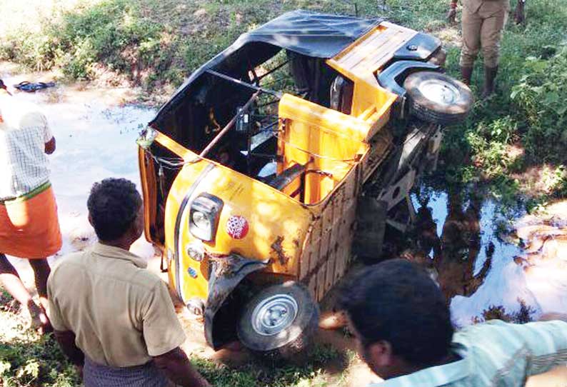 சேவூர் அருகே நீரோடையில் ஆட்டோ கவிழ்ந்து விபத்து டிரைவர், 9 பெண்கள் காயம்