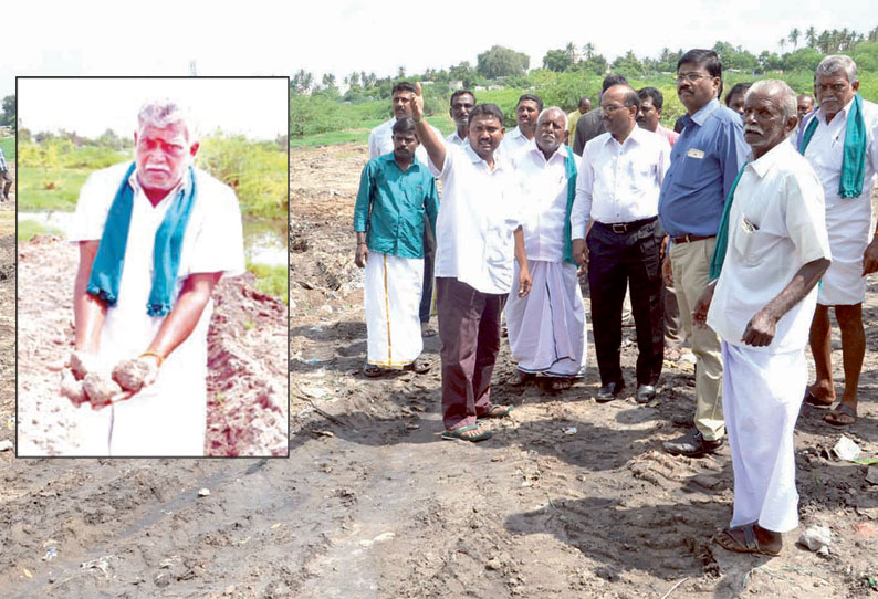 அமராவதி ஆற்றில் சாயக்கழிவு கொட்டப்பட்டதாக குற்றச்சாட்டு விவசாயிகளுடன் சென்று வருவாய் அதிகாரி ஆய்வு