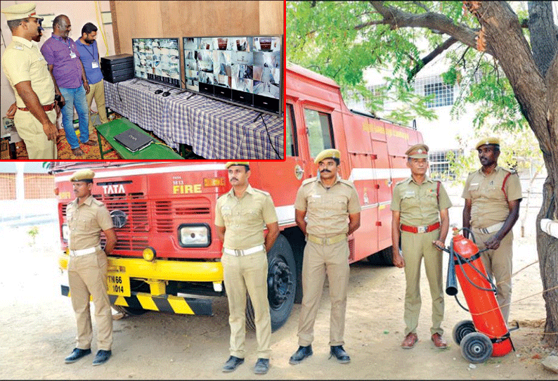 திருப்பூர் நாடாளுமன்ற தொகுதி வாக்கு எண்ணும் மையத்தில் பலத்த போலீஸ் பாதுகாப்பு கண்காணிப்பு கோபுரங்கள் அமைப்பு