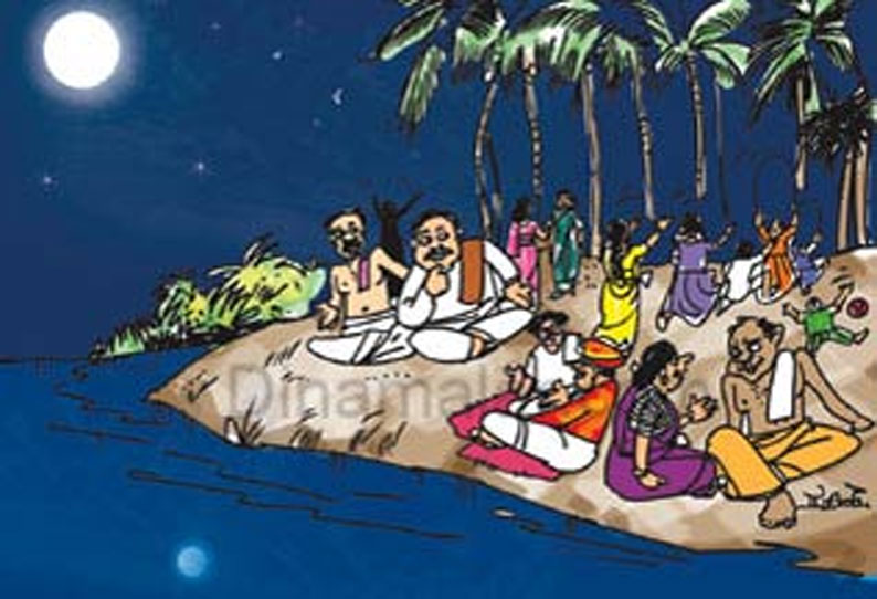 சித்ரா பவுர்ணமி பாலாற்றங்கரையில் நிலாச்சோறு சாப்பிட்ட பக்தர்கள்