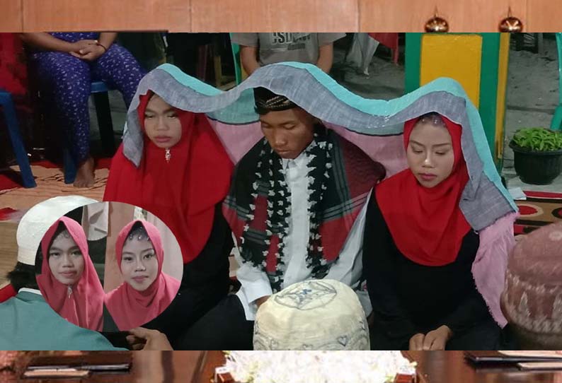 தன்னை காதலித்த 2 பெண்களையும் ஒரே மேடையில் திருமணம் செய்த வாலிபர் தன்னை காதலித்த 2 பெண்களையும் ஒரே மேடையில் திருமணம் செய்த வாலிபர்