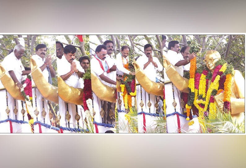 அம்பேத்கர் நினைவு தினம்: சிலைக்கு மாலை அணிவித்து தலைவர்கள் மரியாதை