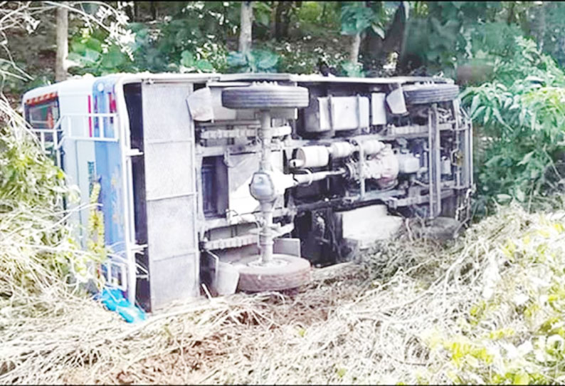 வலங்கைமான் அருகே வாய்க்காலில் வேன் கவிழ்ந்தது அய்யப்ப பக்தர்கள் 25 பேர் காயம்