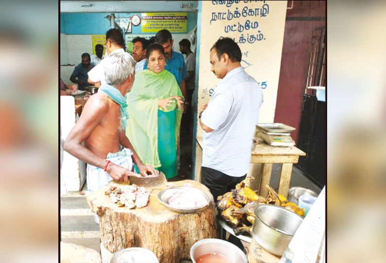 திருப்பூர் பகுதிகளில் உள்ள 32 இறைச்சிக்கடைகளில் உணவு பாதுகாப்புத்துறை அதிகாரிகள் ஆய்வு