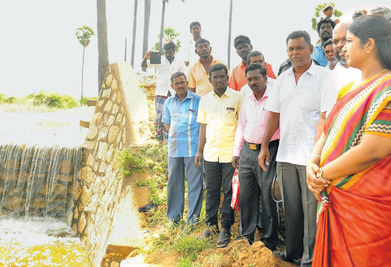 நிரம்பி வழியும் மானூர் பெரியகுளம் கலெக்டர் ‌ஷில்பா பார்வையிட்டார்