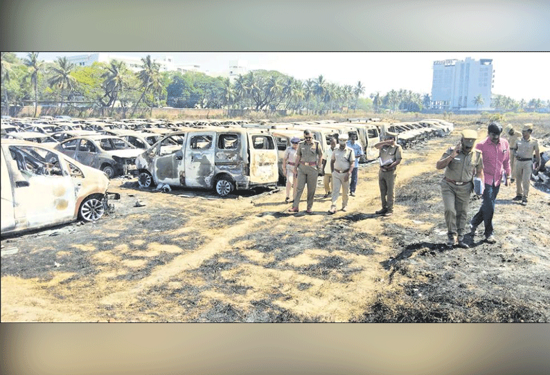 போரூரில், 184 கார்கள் எரிந்து நாசம்: புற்களில் பிடித்த தீயை உடனே அணைக்காததே பெரும் விபத்துக்கு காரணம் போலீஸ் விசாரணையில் தெரியவந்தது