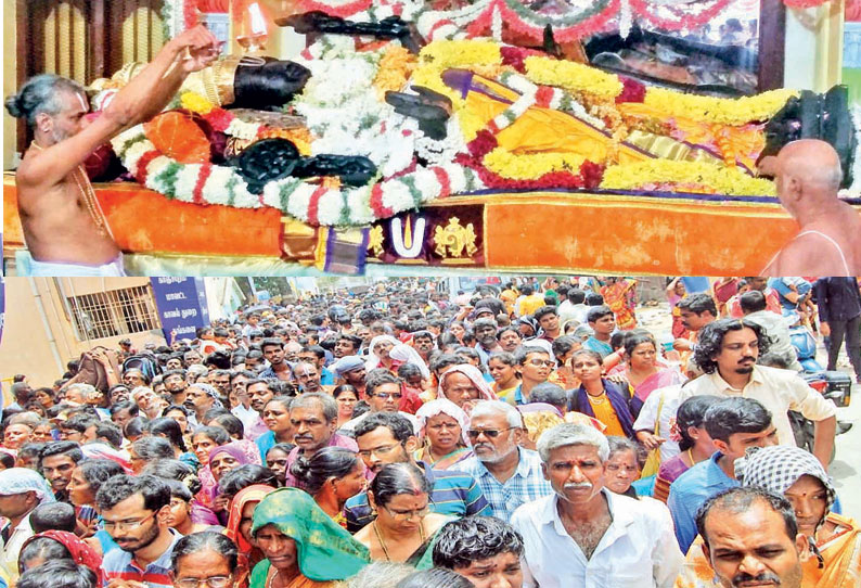 காஞ்சீபுரத்தில் மஞ்சள் பட்டாடையில் அத்திவரதர் ஒரே நாளில் 92 ஆயிரம் பக்தர்கள்  குவிந்தனர்