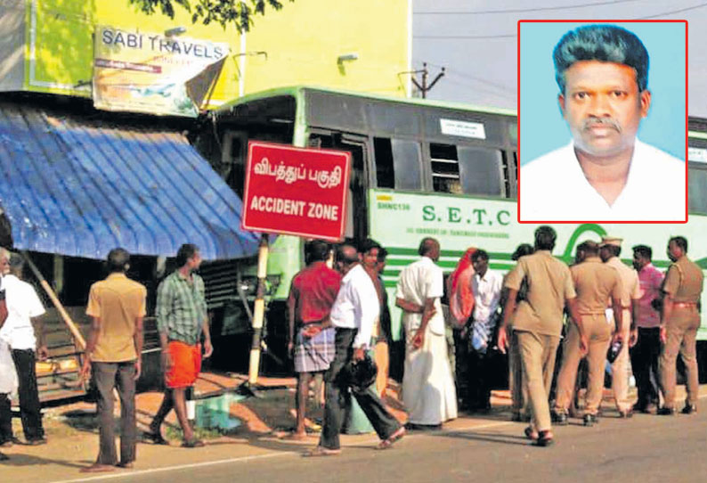 கடையநல்லூரில் தாறுமாறாக ஓடிய அரசு பஸ் கடைக்குள் புகுந்தது; தொழிலாளி பலி