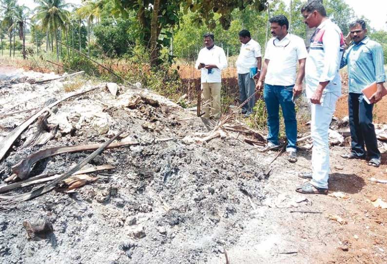 தாளவாடி அருகே தீ வைத்து எரிக்கப்பட்ட எலும்பு துண்டுகள் கிடந்த தோட்டத்தை தாசில்தார் ஆய்வு