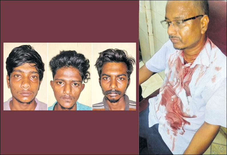 ரெயில் என்ஜின் டிரைவரை கல்லால் தாக்கிய 3 பேர் கைது பணம் கொடுக்க மறுத்ததால் ஆத்திரம்