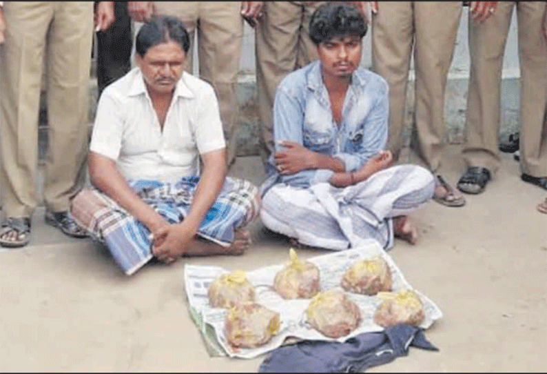 பாலக்கோடு பஸ் நிலையத்தில் மான்கறி விற்பனை செய்த 2 பேர் கைது