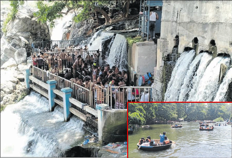 கோடை விடுமுறையையொட்டி ஒகேனக்கல்லில் குவிந்த சுற்றுலா பயணிகள்