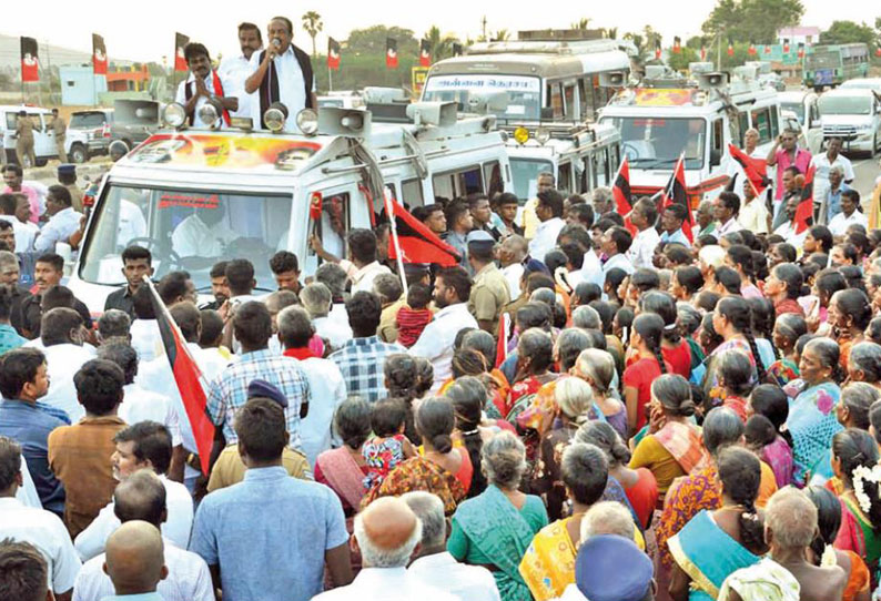 தமிழகத்துக்கு வருகிற கேடுகளை எதிர்க்க “துணிச்சல் இல்லாத அ.தி.மு.க. அரசை தூக்கி எறிய வேண்டும்” வல்லநாட்டில் வைகோ பிரசாரம்