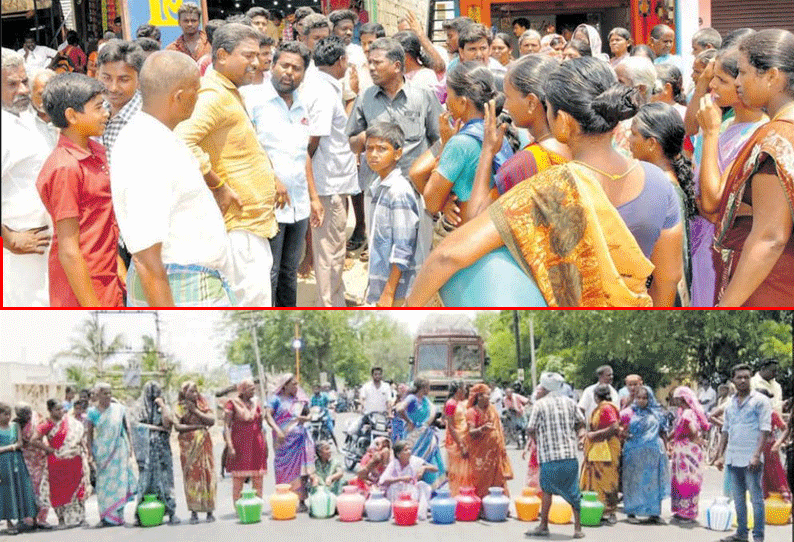 மகுடஞ்சாவடி, எட்டிக்குட்டைமேட்டில் குடிநீர்கேட்டு காலிக்குடங்களுடன் பெண்கள் சாலைமறியல்