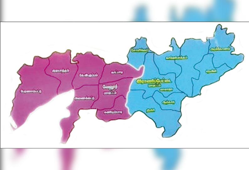 Ranipet District Map In Tamil புதிதாக அறிவிக்கப்பட்ட ராணிப்பேட்டை மாவட்டத்தில் இடம்பெறும் பகுதிகள்