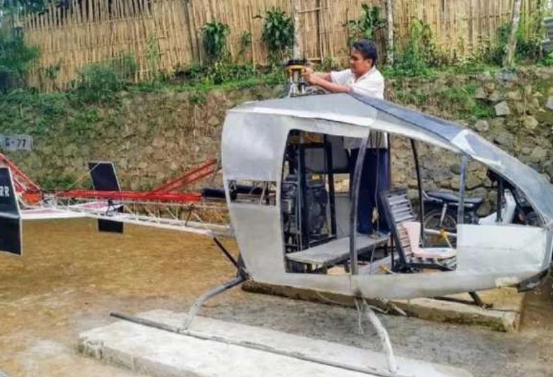 போக்குவரத்து நெரிசலை தவிர்க்க வீட்டிலேயே ஹெலிகாப்டர் வடிவமைத்த மெக்கானிக் 201911300336033312_A-mechanic-designed-by-helicopter-at-home-to-avoid-traffic_SECVPF
