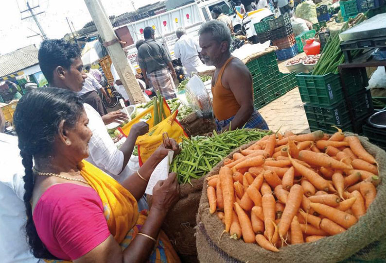 கோவில்பட்டி மார்க்கெட்டில் காய்கறிகள் விலை குறைவு