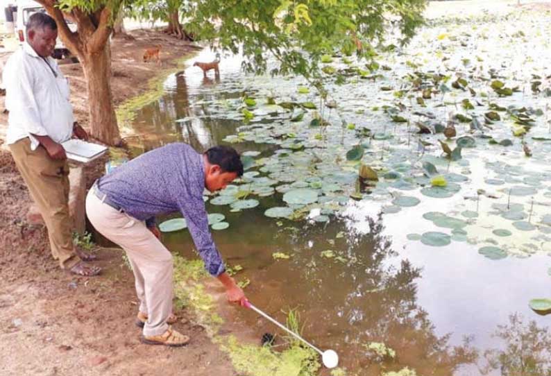 முதுகுளத்தூர் அருகே கொசுப்புழுக்களை அழிக்கும் மீன்களை வளர்க்க ஆய்வு