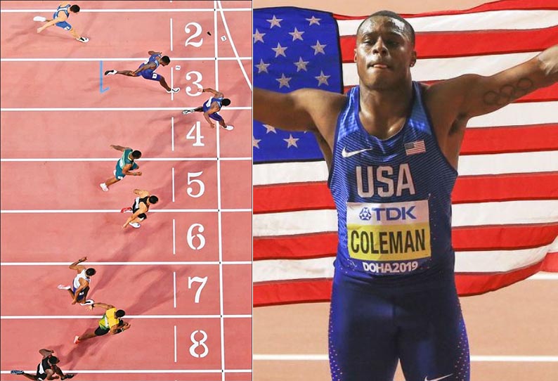 உலக தடகள போட்டி: 100 மீட்டர் ஓட்டத்தில் அமெரிக்காவின் கோல்மன் ‘சாம்பியன்’