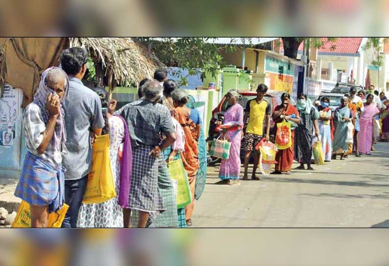 ரேஷன் அட்டைதாரர்களுக்கு கொரோனா நிவாரண பொருட்கள் வழங்கும் பணி தொடங்கியது