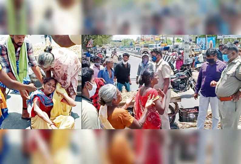 போலீசார் தாக்கியதாக கூறி சாலையோர வியாபாரிகள் மறியல்