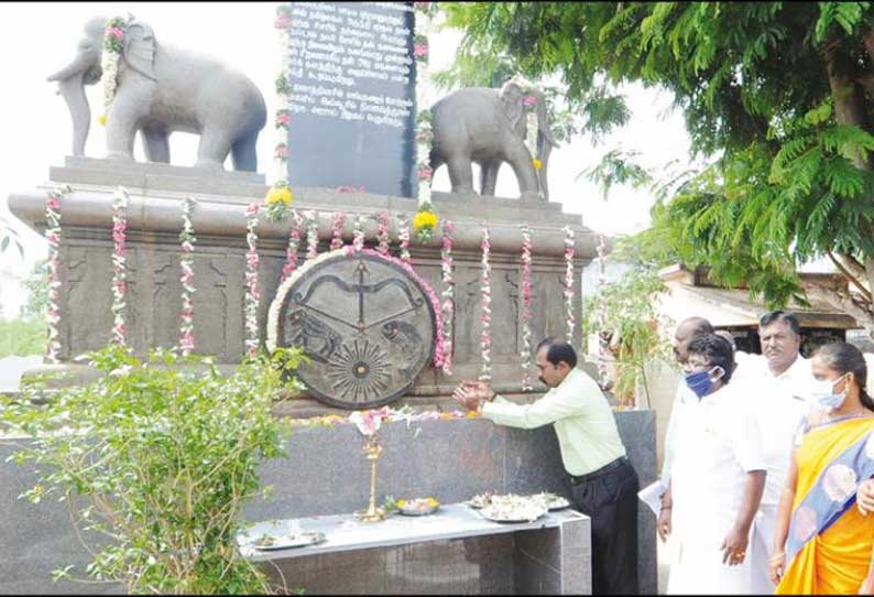 தமிழ் கவிஞர்கள் தினத்தையொட்டி ஒக்கூர் மாசாத்தியார் நினைவிடத்தில் கலெக்டர் மரியாதை