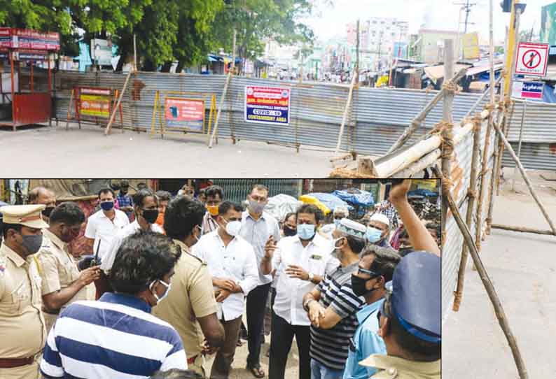 திருச்சி காந்தி மார்க்கெட்டை ஒட்டியுள்ள பழக்கடை பகுதியை அடைக்க வியாபாரிகள் எதிர்ப்பு